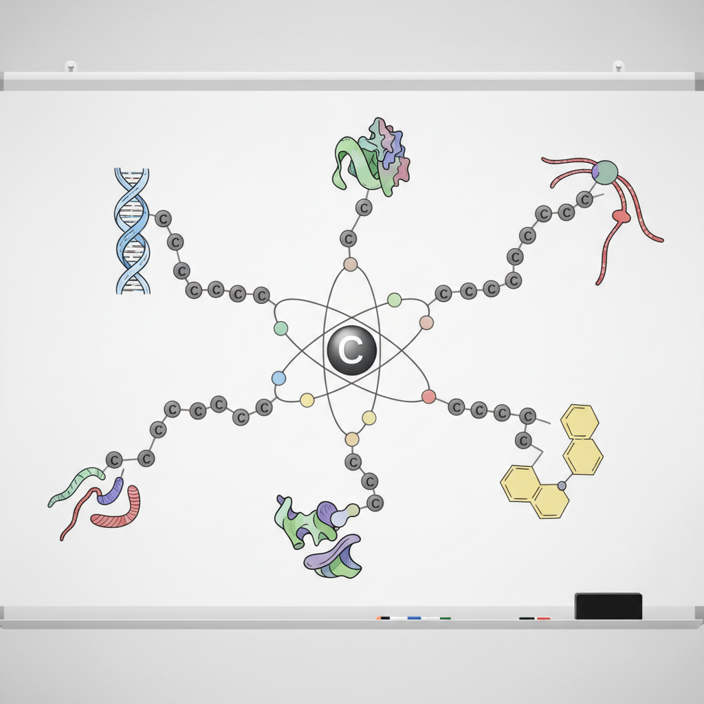 Illustration showing Carbon's central role